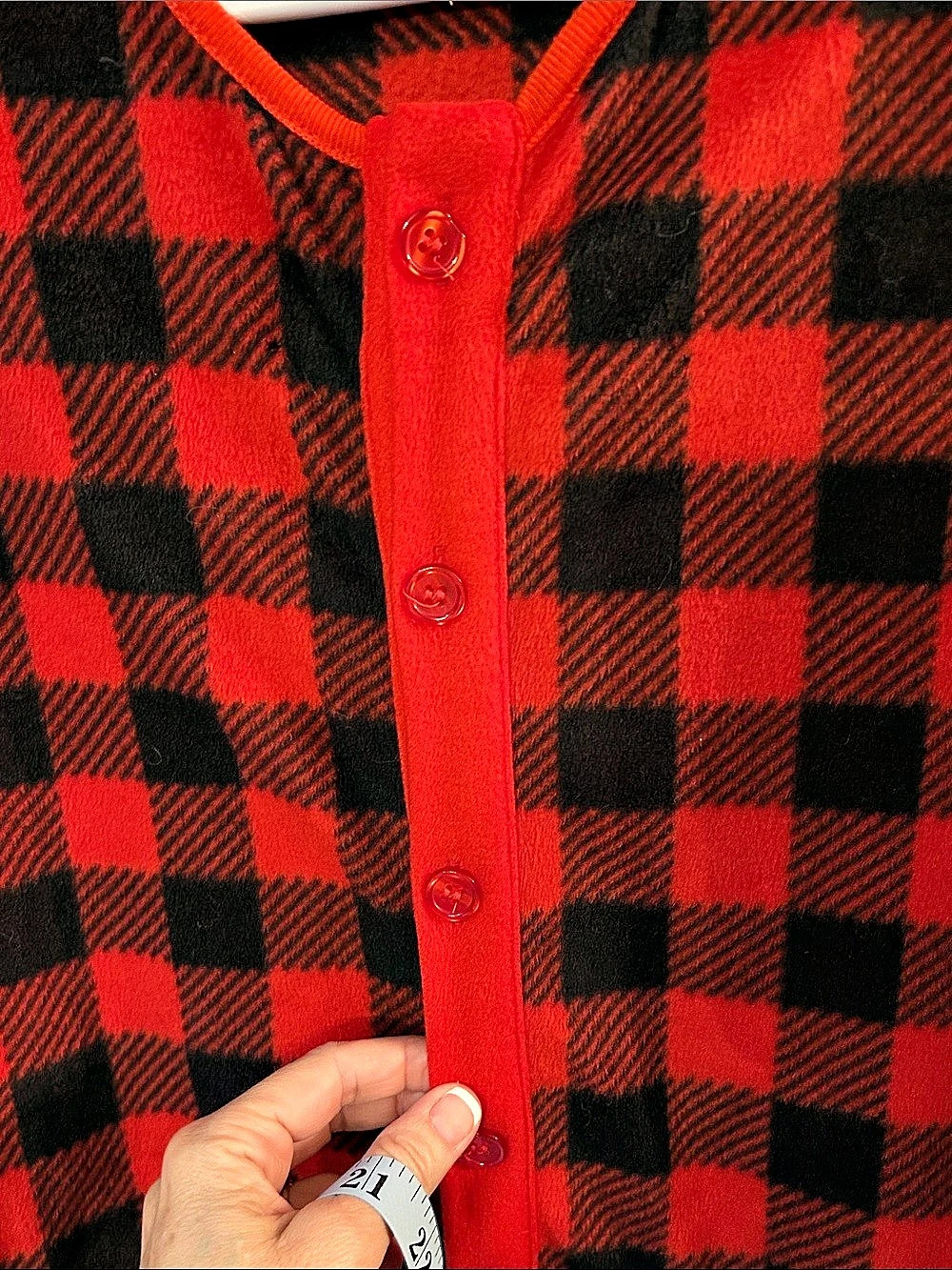 Red & Black Sz S/M Plaid Fleece Pajama Jumpsuit - Picture 4 of 4